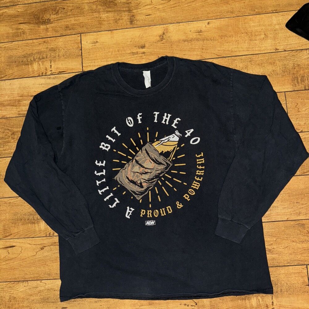 AEW Long Sleeve T-Shirt Black XL Proud And Powerful 22x27 Santana And Ortiz AEW